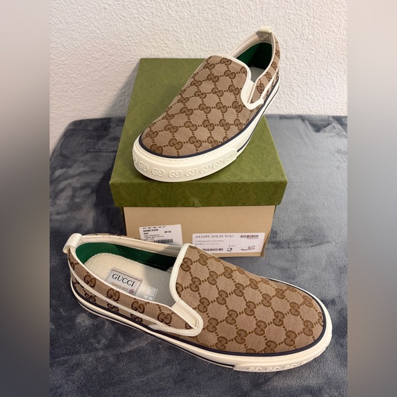 Brand New Men Gucci Tennis 1977 Slip-on Sneakers Beige Sneakers Sz 11.5 (US 12)